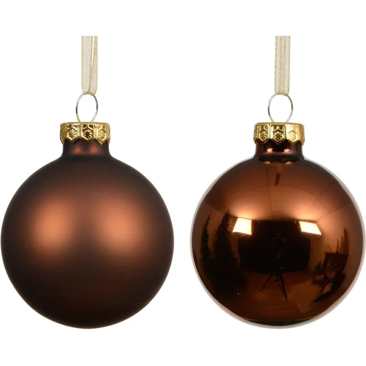 Kaemingk Weihnachtsbaumkugel, Weihnachtskugeln Glas 10cm 4 Stück - Espressobraun