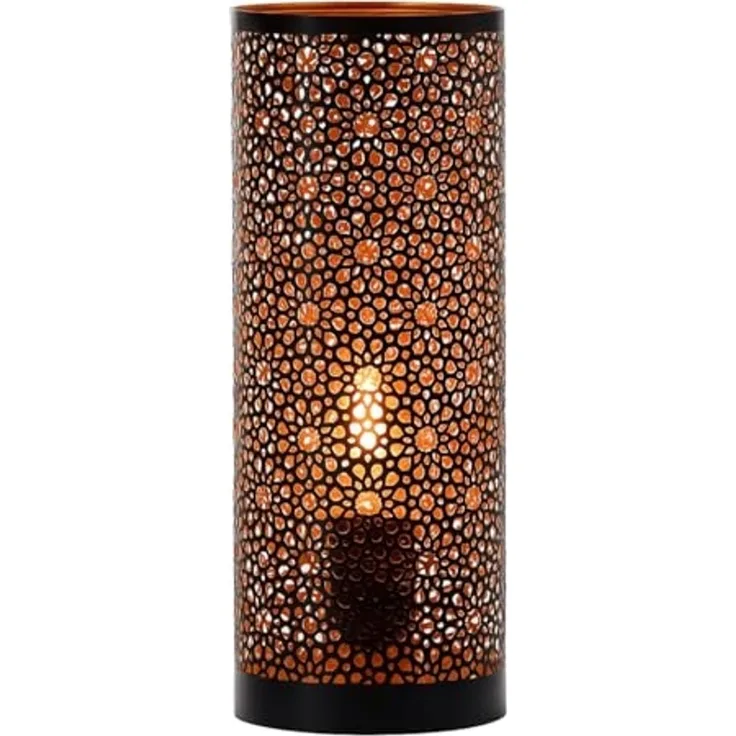 Marrakesch Orient & Mediterran Interior Nachttischlampe Tischlampe Naziha 30x13cm schwarz-gold, Orientalische Nachttischlampe, Handarbeit