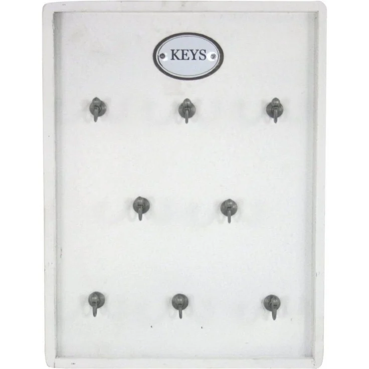Moritz Schlüsselbrett Schlüsselkasten 27x36cm Keys 8 Haken mit Rahmen weiß Schlüsselhalter Vintage Schlüsselboard Schlüsselaufbewahrung