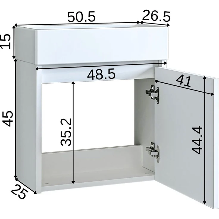 Roomart MINI-50 Badmöbel Set– 2-teiliges Badezimmermöbel Set - Waschbecken mit Unterschrank - H 45 x B 25 x T 49 cm • Weiß – Bild 6