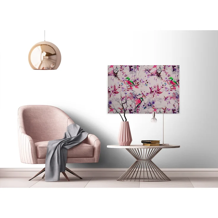 Vögel Leinwandbild Rosa Blau 90x60 DD120350 Keilrahmenbild Wandbild Leinwand – Bild 4
