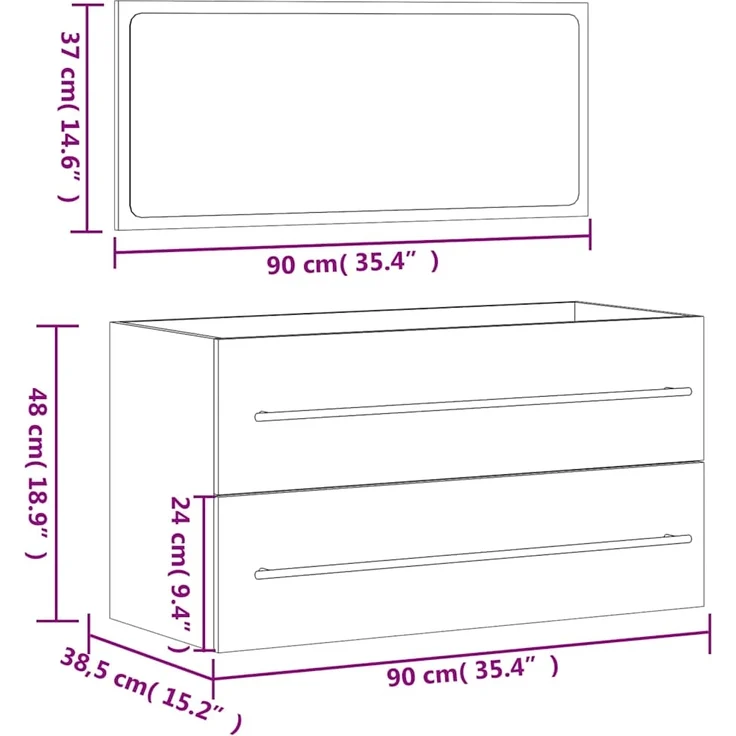 vidaXL Badschrank mit Spiegel Schwarz Holzwerkstoff 833880 – Bild 10