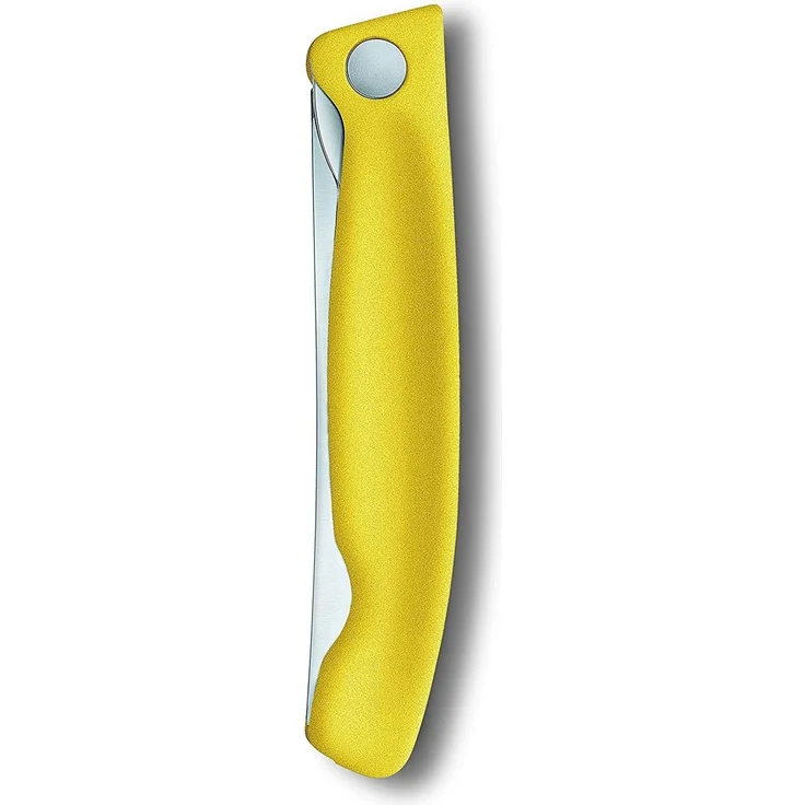 Victorinox Swiss Classic faltbares Gemüsemesser Wellenschliff (11 cm), Gelb – Bild 4