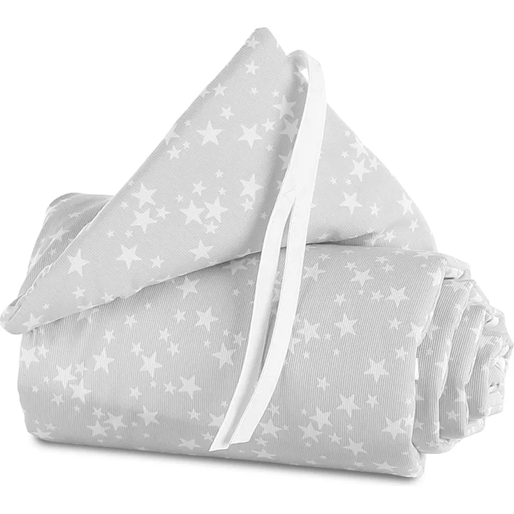 babybay Nestchen Piqué passend für Modell Maxi, Boxspring und Comfort, perlgrau Sterne weiß