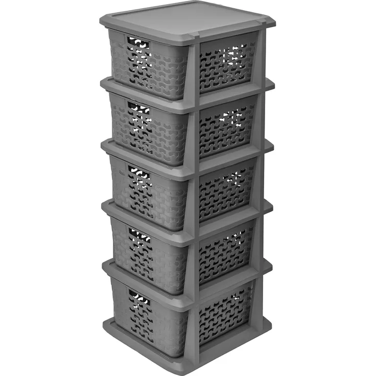 BranQ Badregal, Cotton 5 ausziehbare Körbe