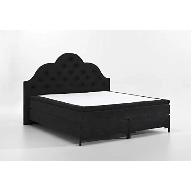 Atlantic Home Collection Boxspringbett CARO LUXE, 140x200 cm, inklusive Topper (Härtegrad H2), Nachtschwarz – Bild 3