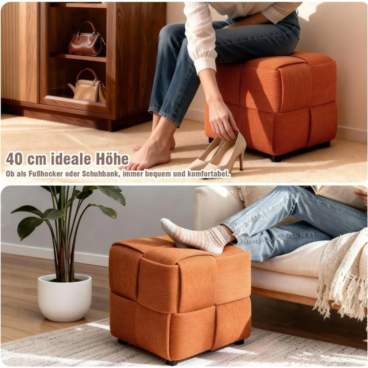 Zedelmaier Sitzhocker Würfel Cord, Sitzcube Ottoman, Fußhocker aus Cordstoff – Bild 3