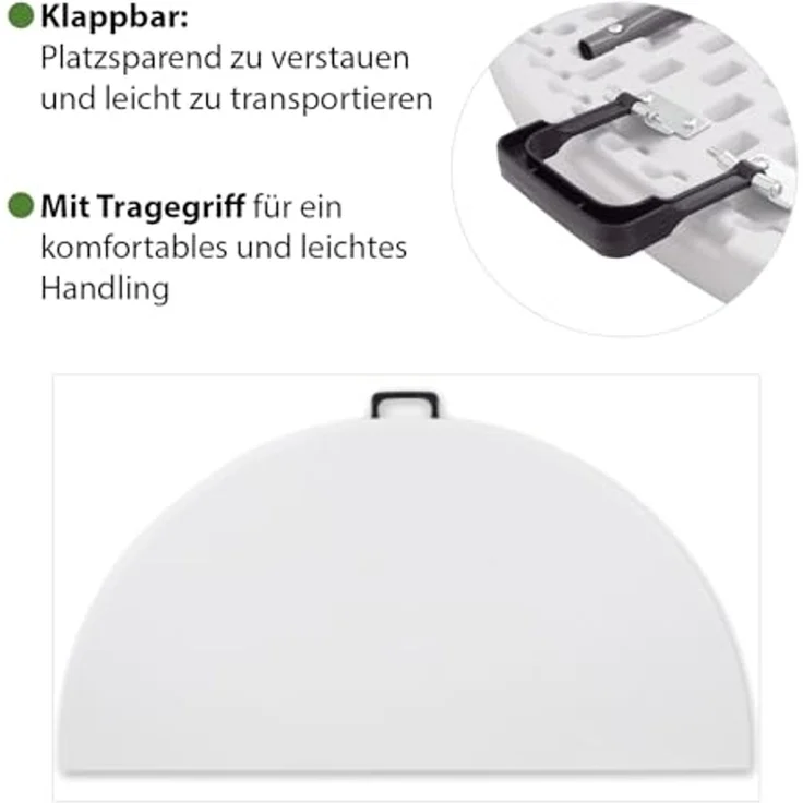 Klapptisch rund Ø 120 cm Höhe 74 cm Kunststoff / Stahl pulverbeschichtet Campingtisch Partytisch – Bild 6