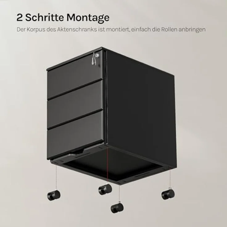 Woltu Rollcontainer, Metall Mobiler Aktenschrank Büroschrank mit 3 Schubladen – Bild 9