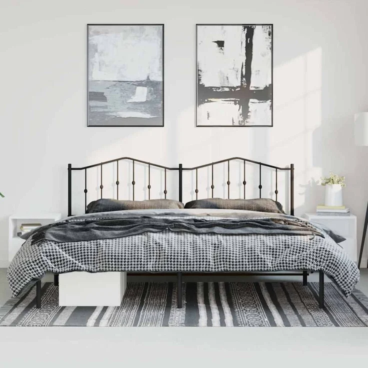 Doppelbett, Bettgestell Modernen mit Kopfteil Metall Schwarz 193x203 cm d622e – Bild 3