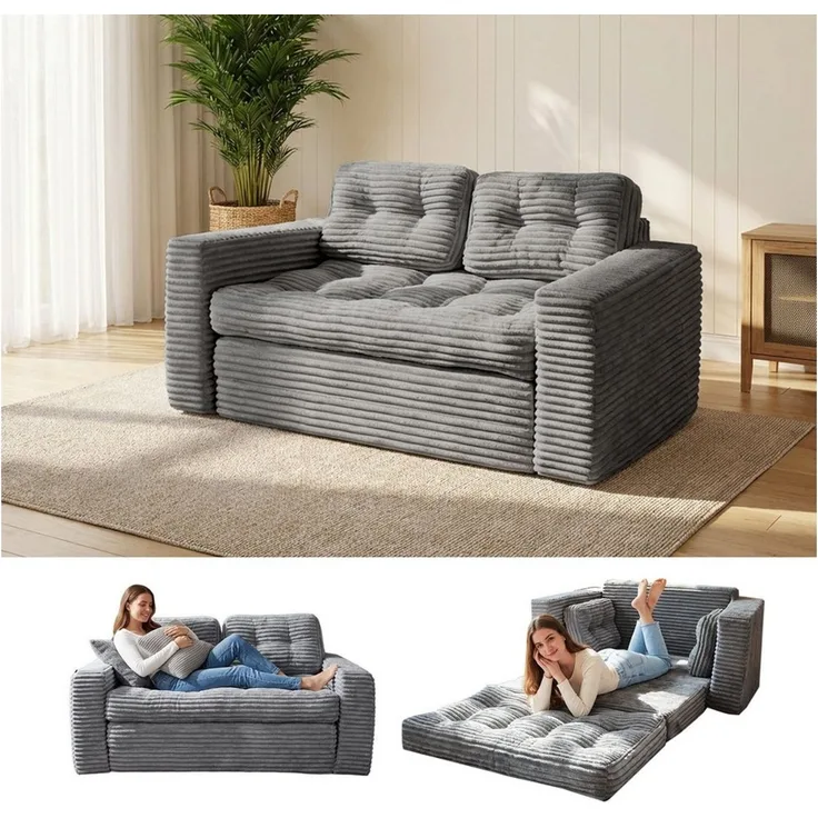 Youyijia Sofa Bodensofa Schlafsofa Bed mit Pillow Back Support Armrest Klappbar Sofa