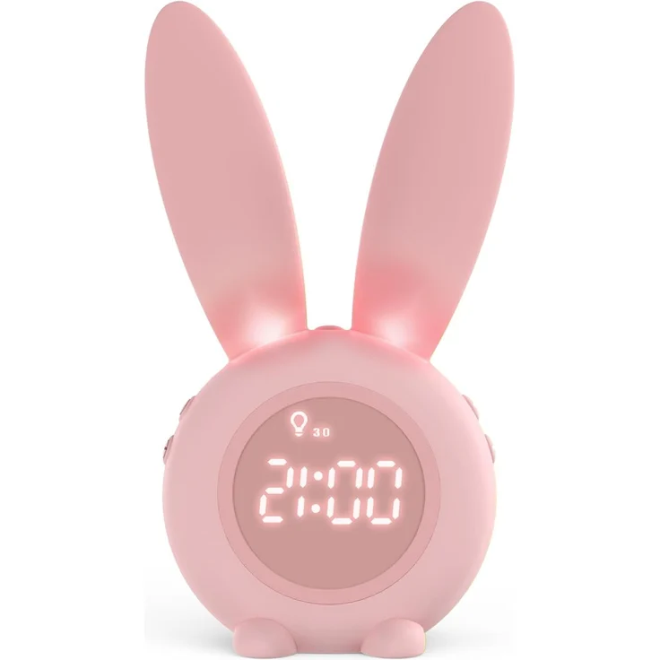 EXTSUD LED Nachtlicht Kinder Lichtwecker Cute Rabbit Kinderwecker, Creative Nachttischlampe Snooze-Funktion zeitgesteuertes Nachtlicht