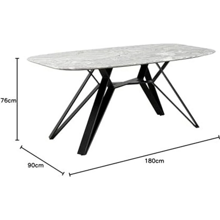 Kare Design Tisch Okinawa, Schwarz, 4-6 Personen, Tischplatte aus Granit, Hochwertig, Langlebig, Esszimmertisch, Besprechungstisch für Office, Stahlgestell, 76 x 180 x 90 cm (HxBxT) – Bild 2
