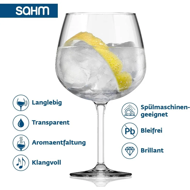SAHM Cocktailglas Sahm Bauchiges Gin Gläser Set (6 STK) - Große Ballon Gläser, 6-tlg, Edles Glas, 100% recyclebar. – Bild 4