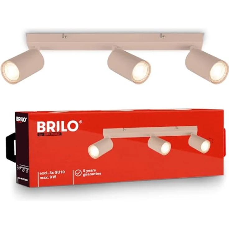 BRILONER - Deckenlampe schwenkbar, GU10 Fassung, max. 9 W, Deckenleuchte, Lampe, Wohnzimmerlampe, Schlafzimmerlampe, Küchenlampe, Deckenstrahler, Deckenbeleuchtung, Flurlampe, 44 cm, Beige – Bild 1
