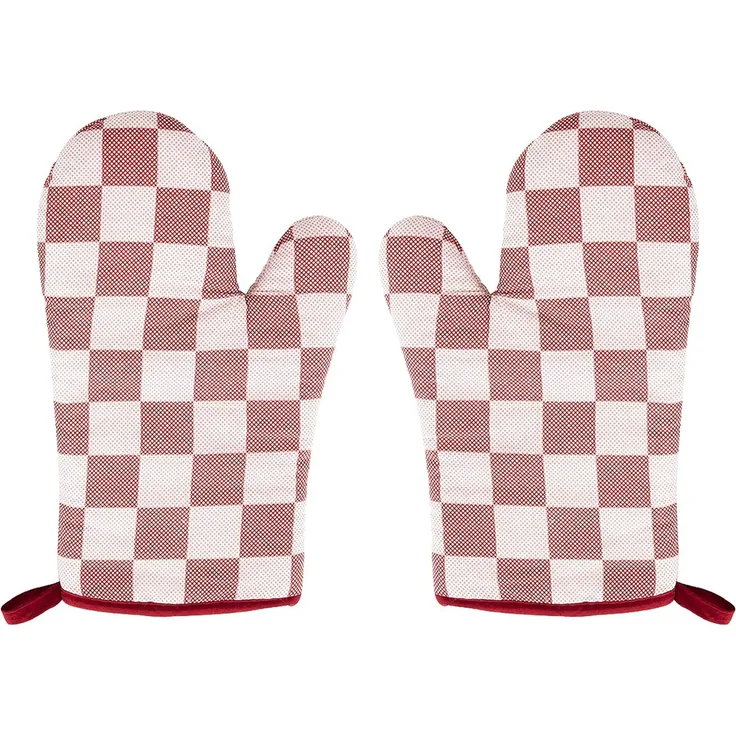 HIT Trading Topfhandschuhe TOPFHANDSCHUHE 1 Paar Karo aus 100% Baumwolle Ofenhandschuh 62 (Rot), Grillhandschuh Küchenhandschuh