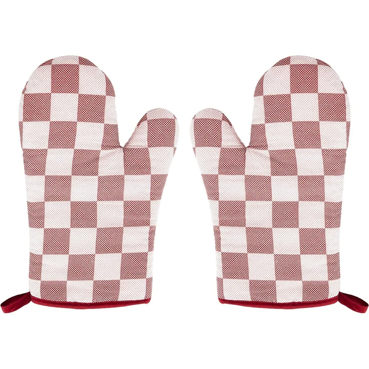 HIT Trading Topfhandschuhe TOPFHANDSCHUHE 1 Paar Karo aus 100% Baumwolle Ofenhandschuh 62 (Rot), Grillhandschuh Küchenhandschuh – Bild 1