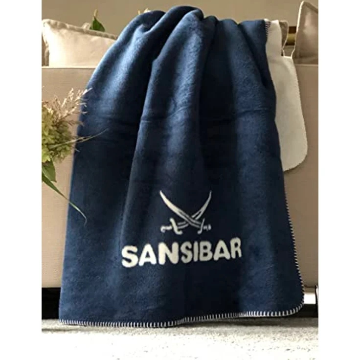 Sansibar 'Doubleface' Wohndecke, Baumwollmischgewebe blau, 150 x 200 – Bild 3