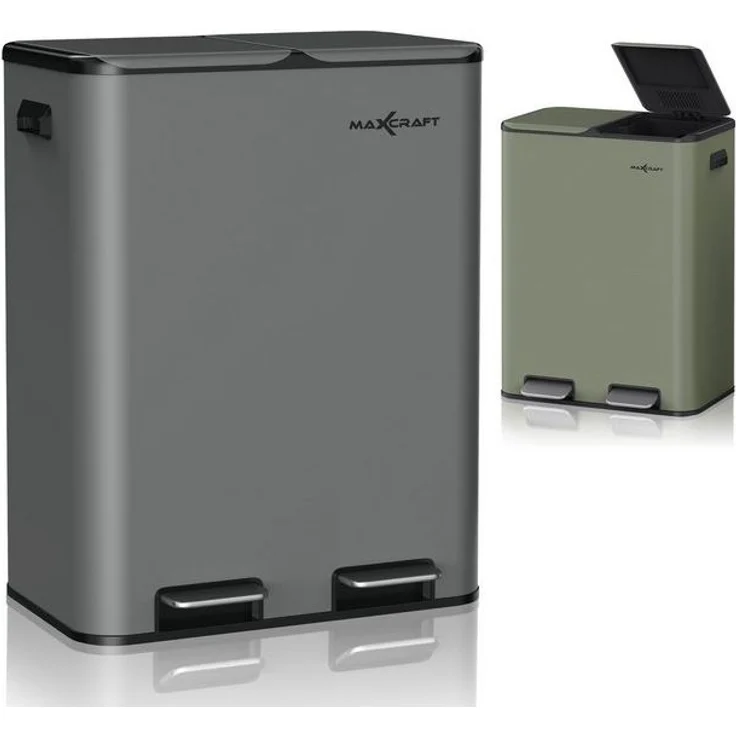 MAXCRAFT Mülleimer / Treteimer mit Soft Close Deckel und 2 Inneneimern - 60 Liter in Anthrazit – Bild 4