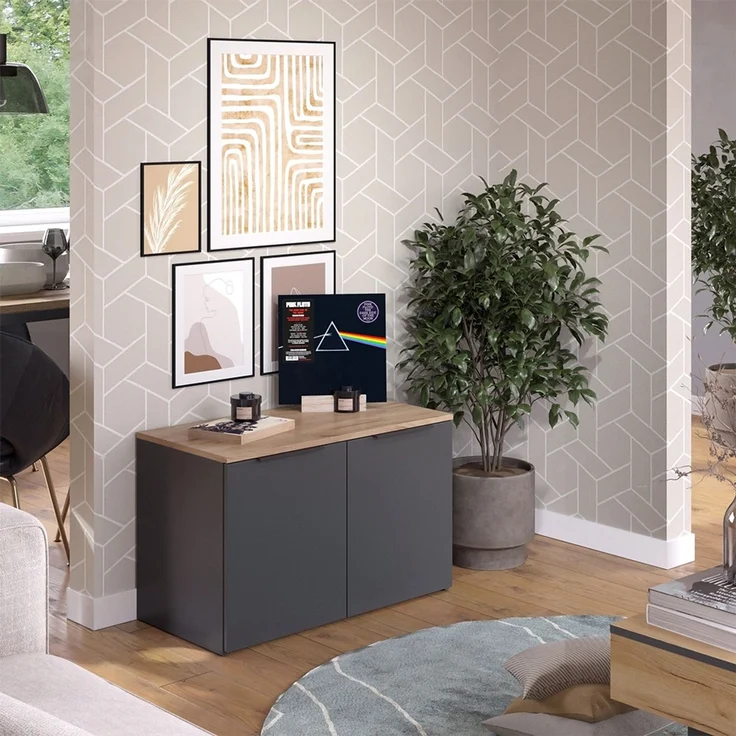 Kommode Wido Anthrazit 80 x 50 cm mit 2 Türen Vicco – Bild 4