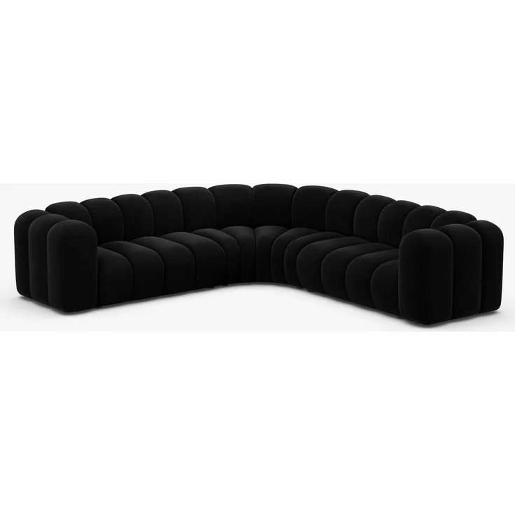 Micadoni symmetrisches Ecksofa Lupine 5-Sitzer mittelgroß Samt Venus Schwarz – Bild 3