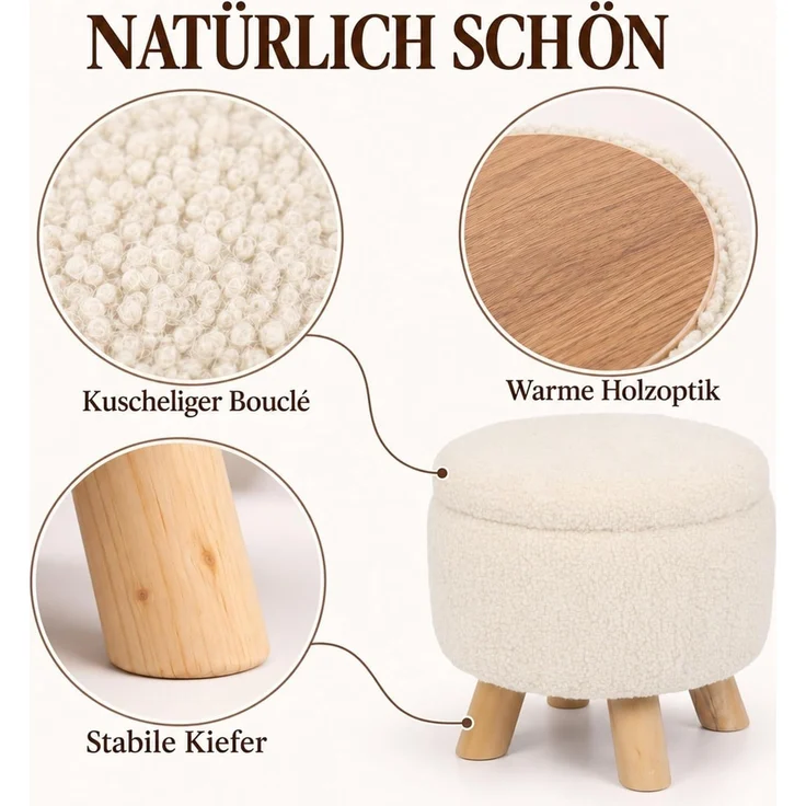 Relaxdays Hocker mit Stauraum Teddystoff – Bild 9