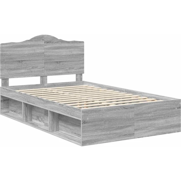 vidaXL Bettrahmen Graues Sonoma 135 x 190 cm Massives Kiefernholz 3413322 – Bild 3