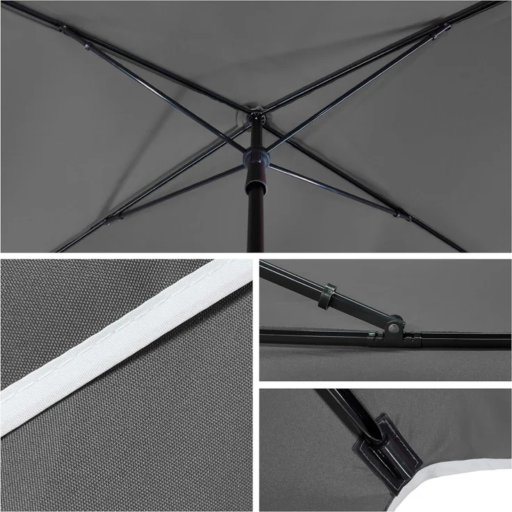 VOUNOT Sonnenschirm Rechteckig für Balkon und Terrasse, 200 × 125 cm, Knickbarer Balkonschirm, Sonnenschutz UV 50+, Grau – Bild 4
