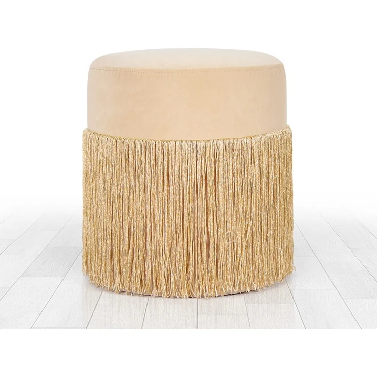 Atelier Del Sofa Modern Gold Velvet Pouffe, 40 cm Height x 45 cm Depth | 100% Velvet, 6 cm Orthopedic Sponge, PVC Coated Hidden Legs | Stylish & Functional Seating, 150 kg Capacity – Bild 1