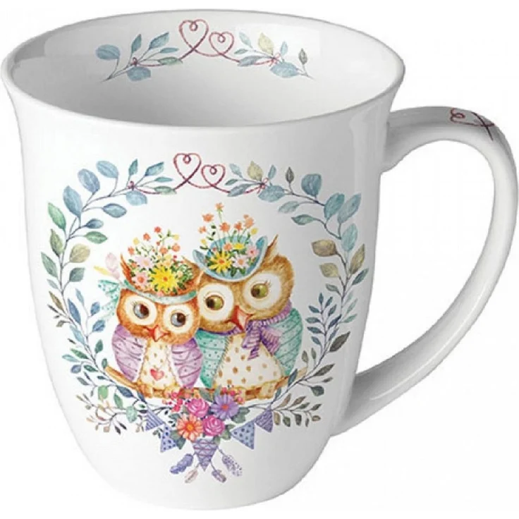 Ambiente Luxury Paper Products Becher Sommer, Blumen, Tiere, Pflanzen, Bäume, Herbst, Mug, Kollektion, 1-tlg, Porzellan Tasse, Becher 0,4 L Verliebtes Eulenpaar, Themes Animals, Winter, Geburtstag, Hochzeit, Valentinstag, Muttertag, Geschenke – Bild 2