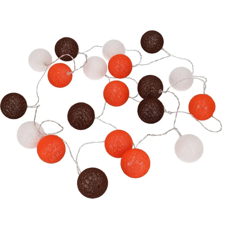 Guru-Shop LED-Lichterkette Stoff Ball Lichterkette, 20`er LED Kugel..