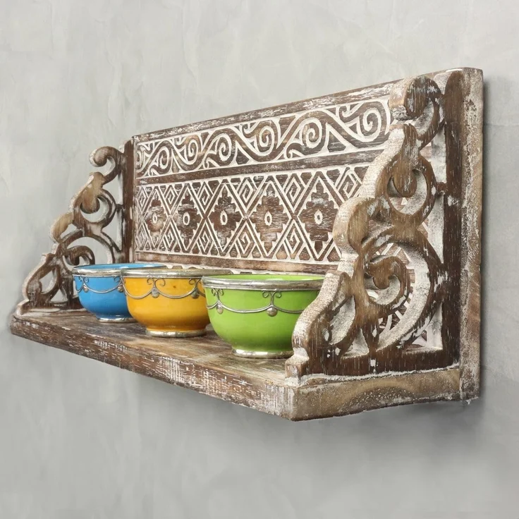 Oriental Galerie Wandregal Wandregal Wandbrett beidseitig verwendbar braun, Hängeregal Schweberegal Wandboard zum aufhängen Dekoregal – Bild 2