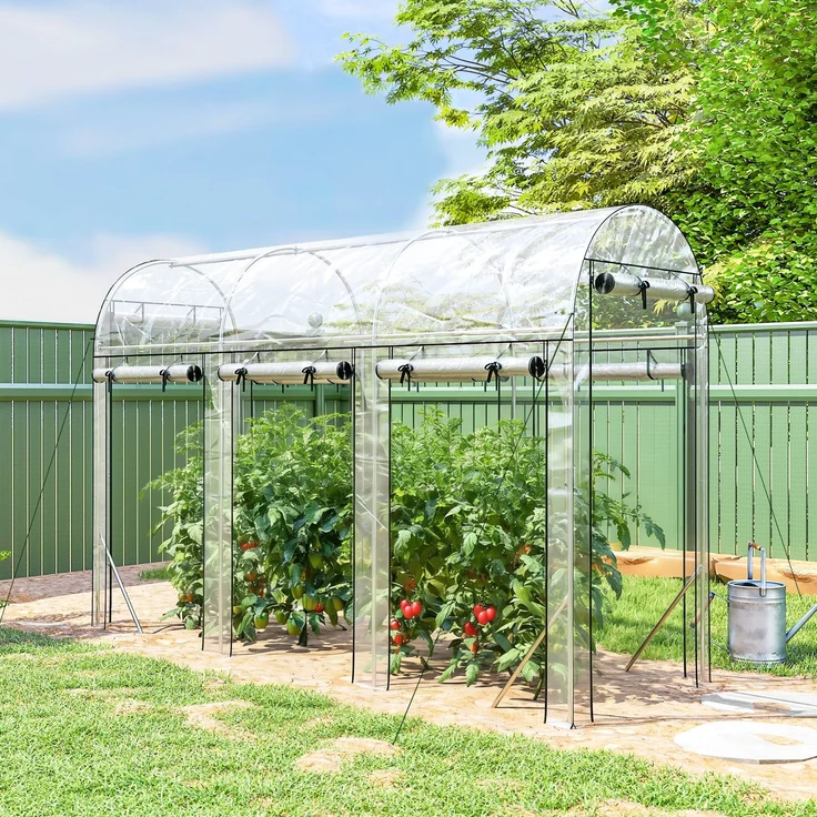 MELAYR, Tunnelgewächshaus 3x1x2 m mit 8 Rolltoren und transparenter, Transparent – Bild 4