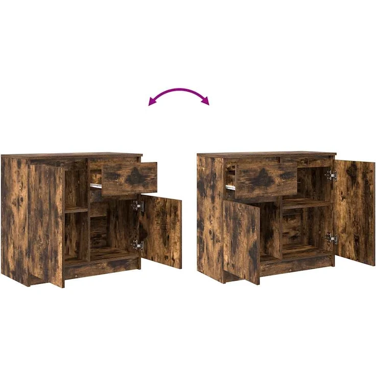 vidaXL Sideboard mit Schublade Räuchereiche 71x35x65 cm Holzwerkstoff 861602 – Bild 8