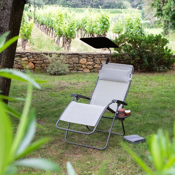 ZEN Relax Gartenliege, Batyline® Bezug: Seigle II, Stahlrohrgestell: Titane – Bild 2