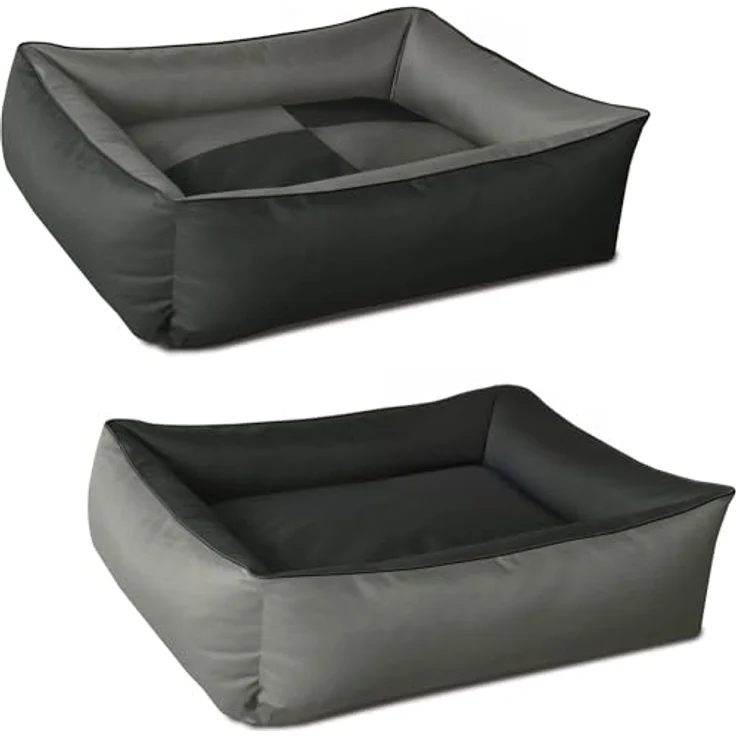 BedDog 2in1 Hundebett MAX QUATTRO, großes Hundekörbchen aus Cordura, waschbares Hundebett mit Rand, Hundesofa (XXXL) ca. 150x110x28cm, ROCK-FLOW (grau/anthrazit) – Bild 2