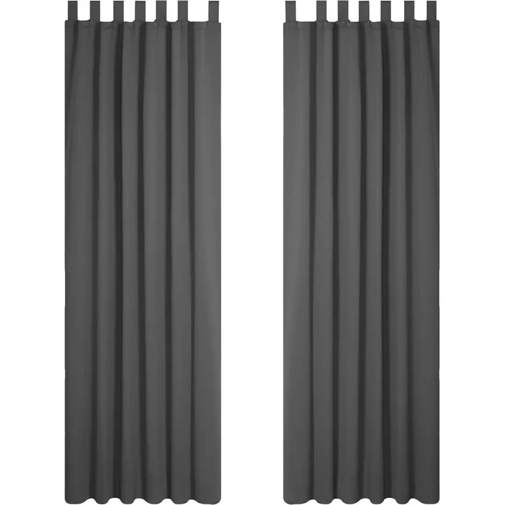 Deconovo Blickdichte Gardinen Vorhang Verdunkelung Schlaufen 245x140 Dunkelgrau