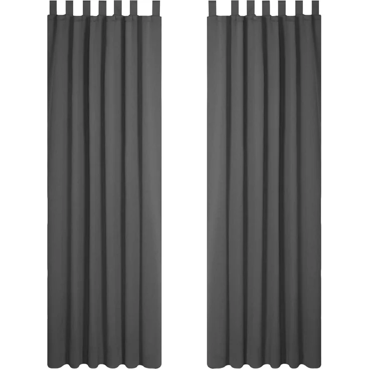 Deconovo Blickdichte Gardinen Vorhang Verdunkelung Schlaufen 245x140 Dunkelgrau – Bild 1