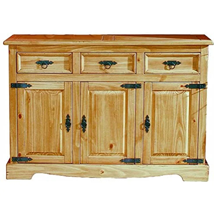 Java Exclusiv 57011 Kommode 3-türig Donez Kiefer massiv antik gewachst T/B/H 35 x 120.5 x 82 cm