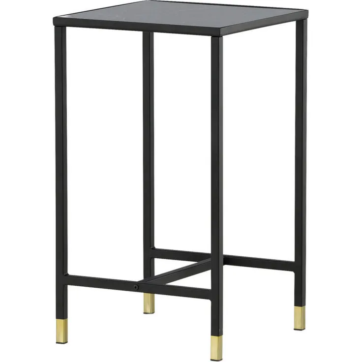 Livetastic Beistelltisch, quadratisch, schwarz und messing, 40x70x40 cm, einfacher Aufbau, Metall und Glas