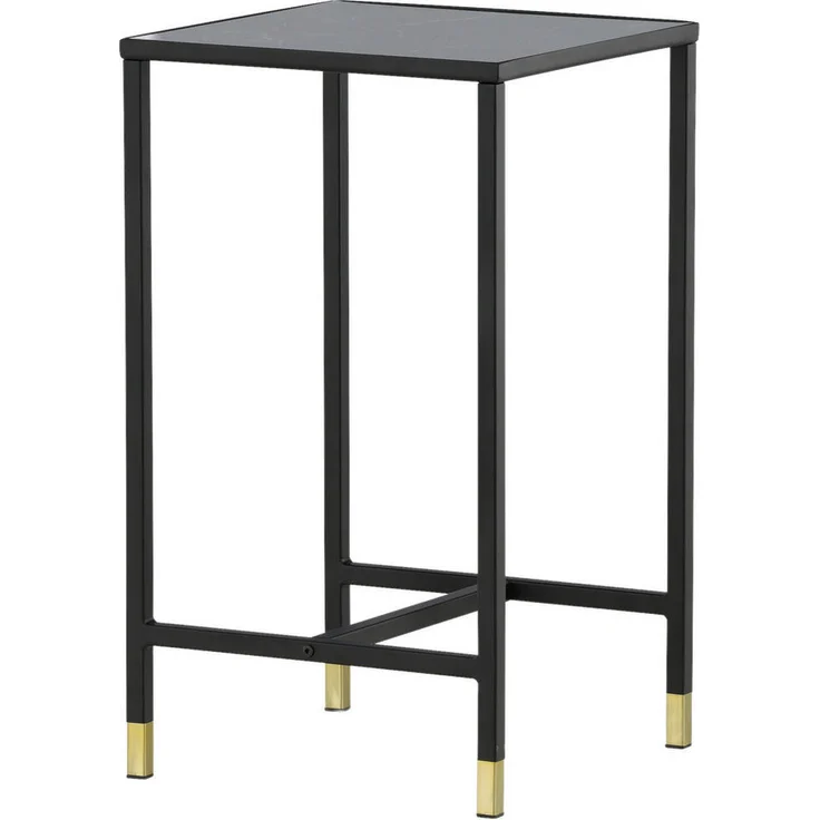 Livetastic Beistelltisch, quadratisch, schwarz und messing, 40x70x40 cm, einfacher Aufbau, Metall und Glas