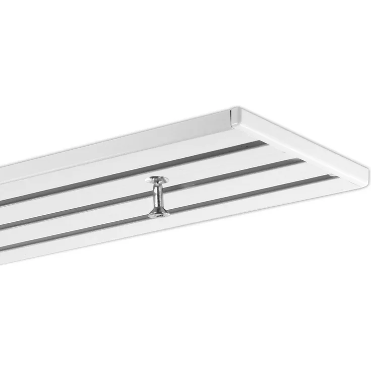 Gardineum Gardinenschiene Flächenvorhangschiene, 4-läufig, vorgebohrt, ab 2 m mittig geteilt, 4-läufig, Deckenmontage