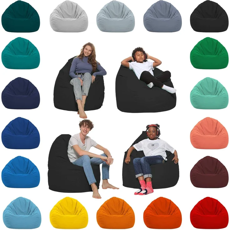 HomeIdeal - Sitzsack XXL Bodenkissen für Erwachsene & Kinder - Geeignet für Gaming oder Entspannen - Indoor wie Outdoor da er Wasserfest ist - mit EPS Perlen, Farbe:Schwarz, Größe:XL – Bild 1