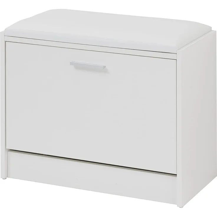 Baroni Home Platzsparender Schuhschrank aus Melamin-Holz für den Eingangsbereich, für Schlaf- und Wohnzimmer und für Flur, mit Klapptüren und doppelter Tiefe, 30 x 63 x 45 cm, Weiß