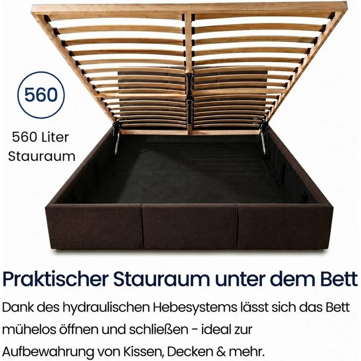 Home Collective Polsterbett Bett Doppelbett Bettgestell mit Lattenrost & Stauraum, mehrere Größen (Größen: 120x200 140x200 160x200 180x200, samtweicher Veloursstoff, in Europa hergestellt), flexibler Lattenrost mit Härtegradeinstellung Schokoladenbraun – Bild 4