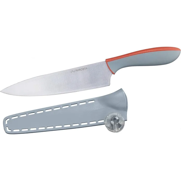 Nirosta Kochmesser EVERSHARP, Küchenmesser Edelstahl mit Soft-Touch Griff, nachschärfender Klingenschutz, Allzweckmesser mit ewig scharfer Klinge (Klingenlänge: ca. 20 cm), Menge: 1 Stück