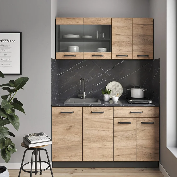 Küchenfront R-Line Goldkraft Eiche 29.6x71.3 cm Möbelfront für den Apothekerunterschrank Vicco – Bild 3