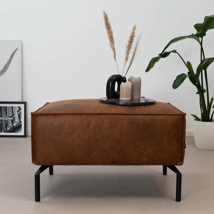 Bronx71 Hocker Kansas Leder cognac