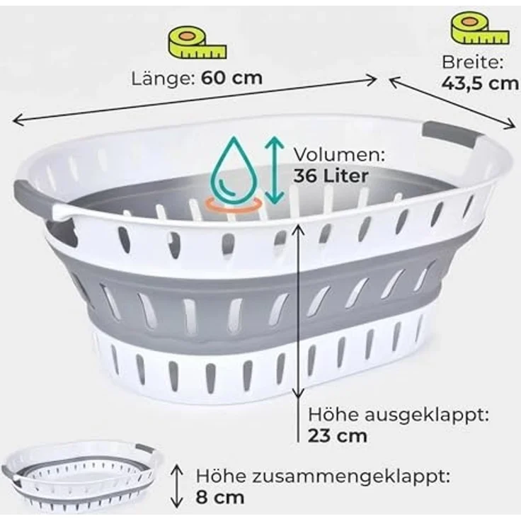 König Design Wäschekorb faltbar Wäschesammler Wäschebox Wäschetonne Organizer, Laundry Baskets Wäschewanne robust, platzsparend, Aufbewahrungskorb – Bild 2