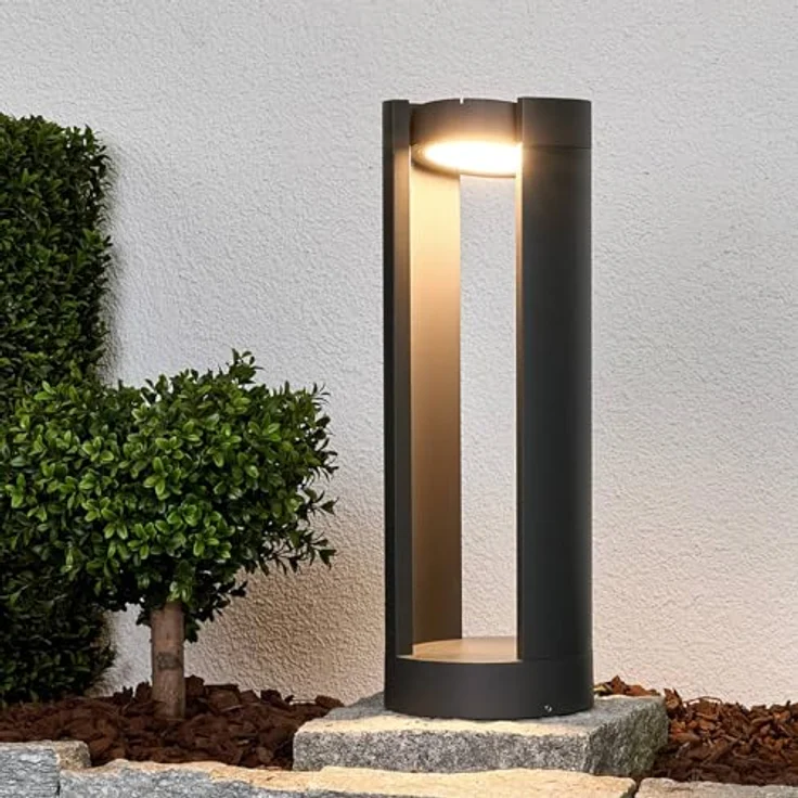 Lucande LED Wegeleuchte 50 cm, drehbarer Leuchtkopf strahlwassergeschützt IP65, grafitgrau, 15W, warmweiß 3.000K, 598 lm – Bild 2